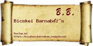 Bicskei Barnabás névjegykártya